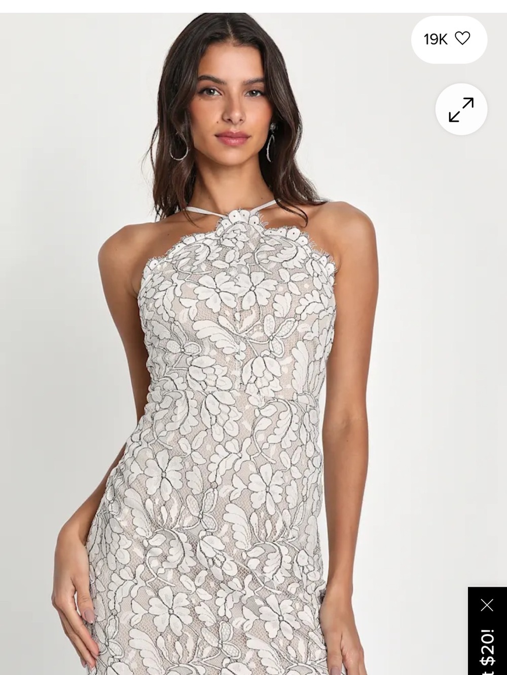 Lulu's Ivory Lace Halter Mini Dress